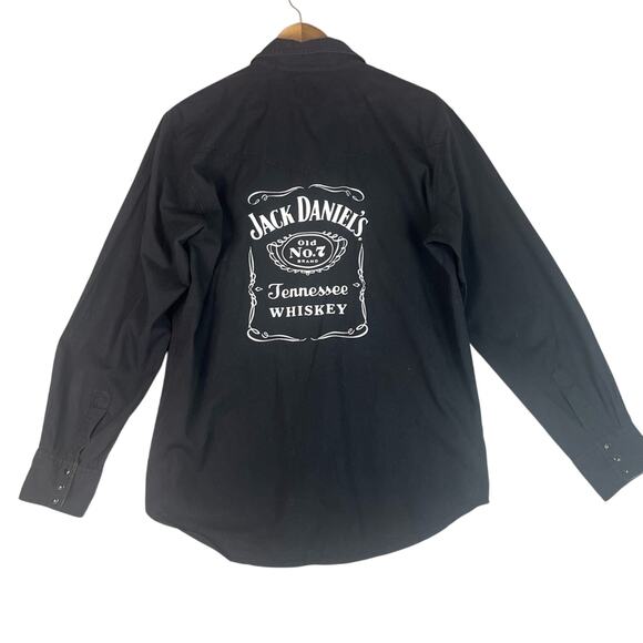 Jack Daniels Tennessee Whiskey Western Shirt Men’s Large Black Pearl Snap Cowboy - Picture 1 of 10